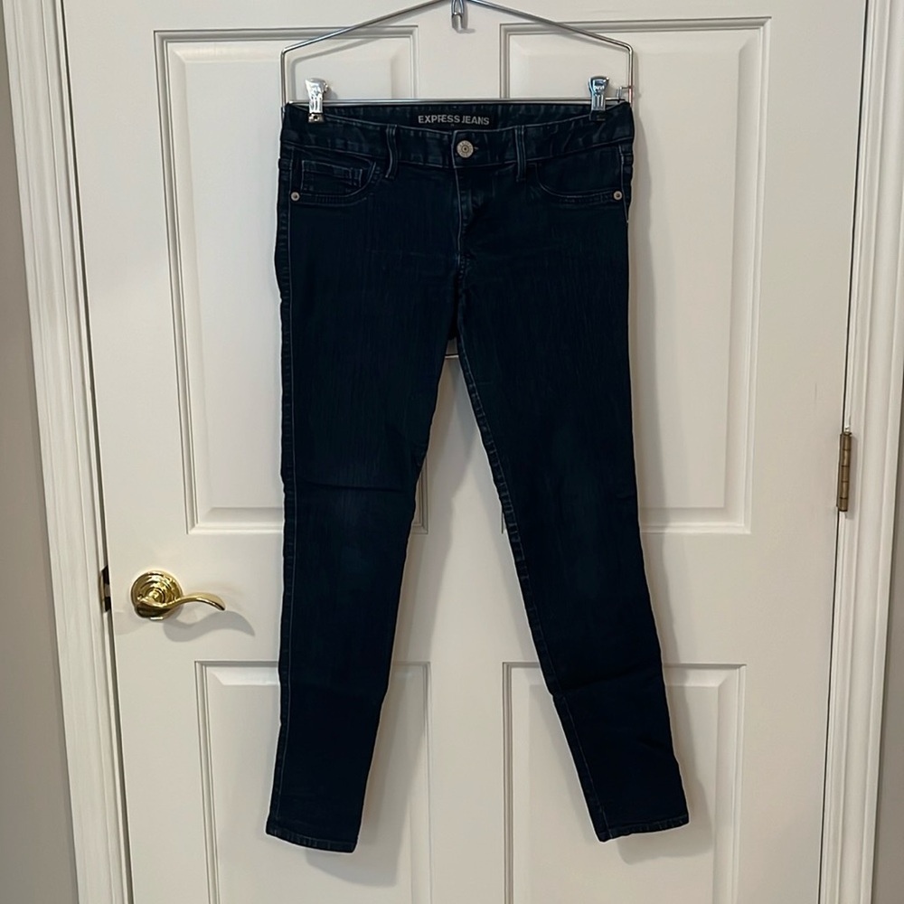 Express Jeans low rise dark wash jean leggings size 6R